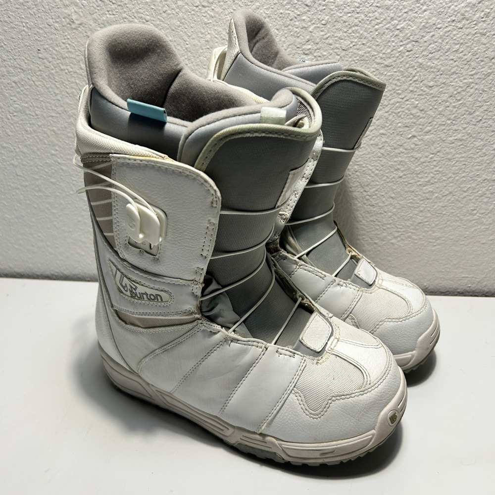 Burton Mint Snowboard Boots Womens 9 White Grey Speed Zone Lacing Imprint 1